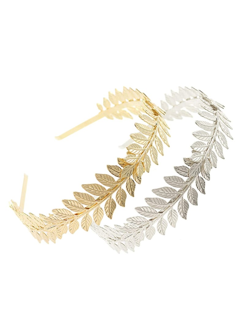 Oasisgalore 2 Pack Leaf Headbands, Party Hair Hoops for Women & Girls, Handmade Wedding & Cosplay Headwear. - Image 1