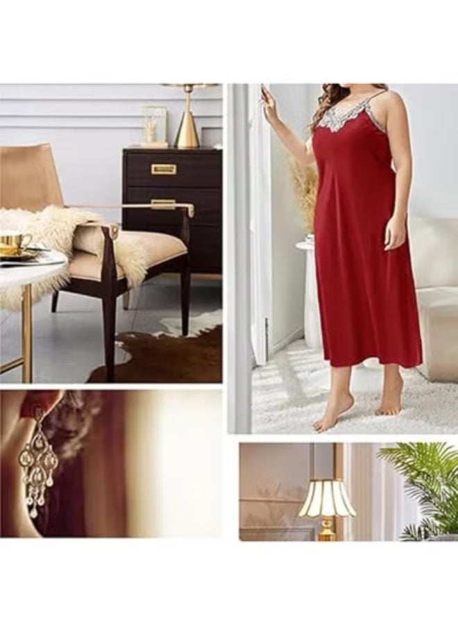 ناكسوس قميص نوم نسائي طويل بمقاس كبير، قميص صيفي طويل، فستان نوم بدون أكمام برقبة على شكل حرف V، ملابس نوم داخلية - Image 2