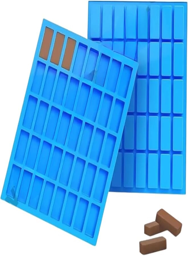 CAKE DECOR™ 20 Cavity Mini Brick Shape Silicone Mould for Soap Making, Chocolates, Jelly, Candy, Resin, Wax Melts, Ice Cubes, Reusable Flexible Mould for DIY Crafts & Baking - Blue