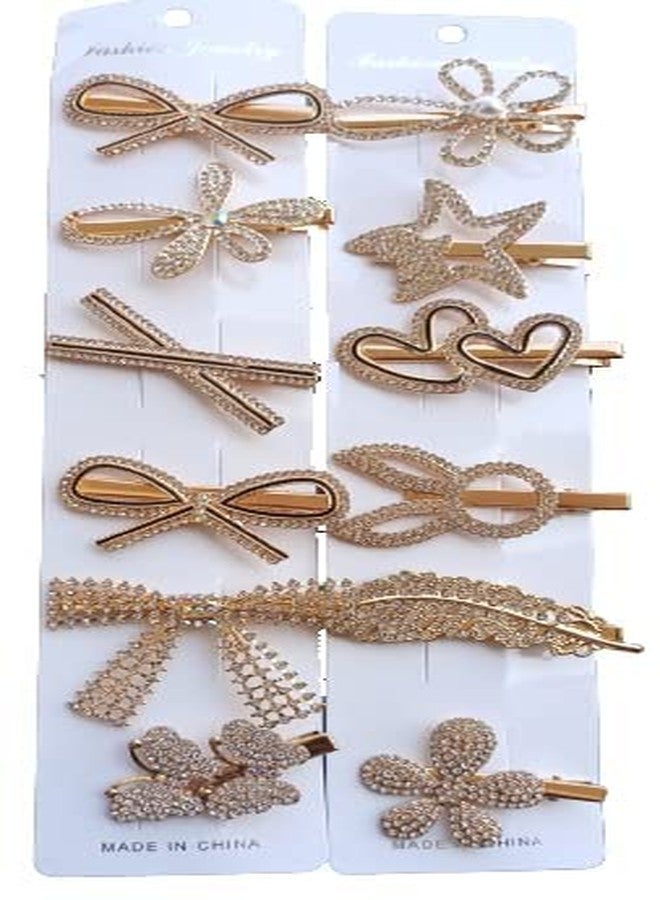 صن بيرد مشبك شعر ذهبي من صن بيرد - دبوس شعر على شكل قطة للنساء - مشبك شعر مرصع بالألماس والريش - دبوس شعر صغير - أدوات تصفيف الشعر - إكسسوارات زينة على الطراز الكوري (عبوة من 12 قطعة، دبوس شعر أنيق) - Image 3