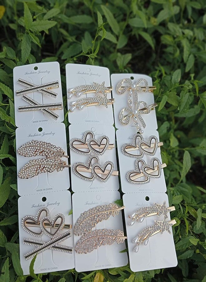 صن بيرد مشبك شعر ذهبي من صن بيرد - دبوس شعر على شكل قطة للنساء - مشبك شعر مرصع بالألماس والريش - دبوس شعر صغير - أدوات تصفيف الشعر - إكسسوارات زينة على الطراز الكوري (عبوة من 12 قطعة، دبوس شعر أنيق) - Image 4