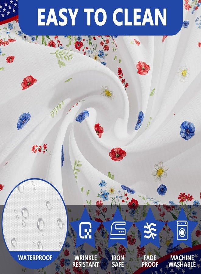 Siilues 4th of July Tablecloth Round 70 Inch, 250 Anniversary USA Merchandise Patriotic Decorations Washable Blue Red Floral America Memorial Day Table Cloth Waterproof Scalloped Edge Table Cover - Image 4