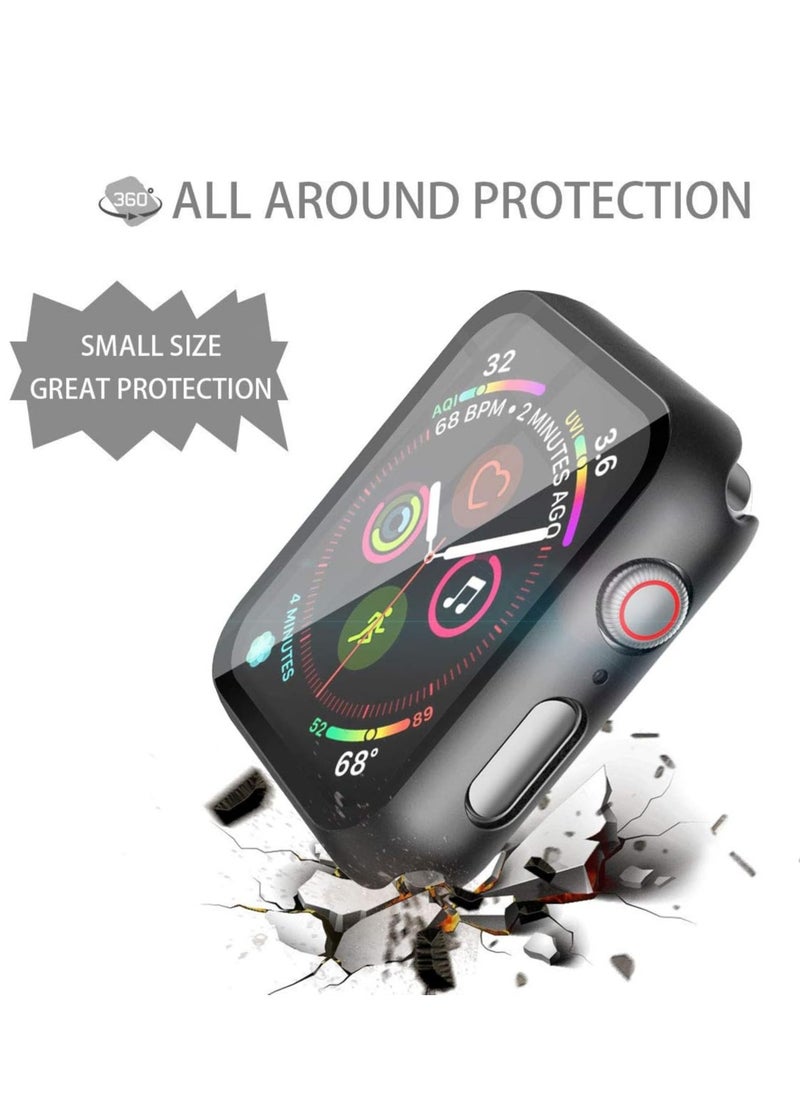Misxi - Misxi 2 Pack Hard PC Case with Tempered Glass Screen Protector Compatible with Apple Watch Series 6 SE Series 5 Series 4 44mm, Black - Image 1