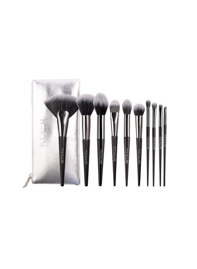 نيبمينينت مجموعة فرش مكياج FA70 مكونة من 10 قطع مع حقيبة أسود - Image 1