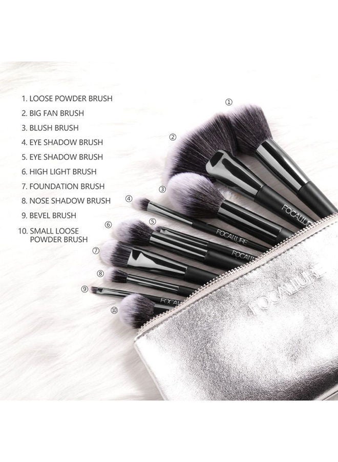 نيبمينينت مجموعة فرش مكياج FA70 مكونة من 10 قطع مع حقيبة أسود - Image 3