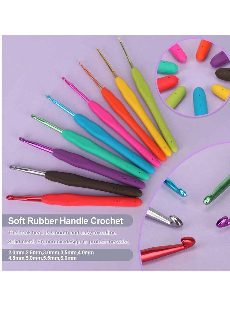 59 Pcs Crochet Hooks Kit for Beginners Adults, Knitting Starter Kit for Adults Ergonomic Soft Grip Handle Crochet Tools, DIY Weave Yarn Kits with Carry Bag, Travel Knitting Crochet Supplies - Image 4
