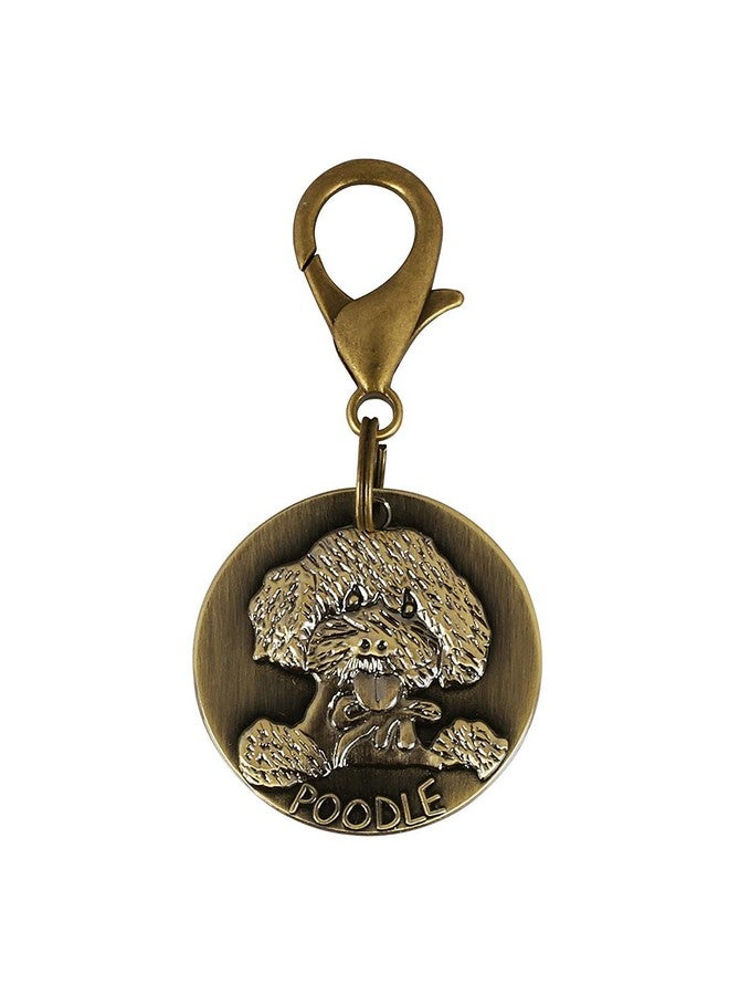 طوق ذهبي عتيق للحيوانات الأليفة، علامة نحاسية دائرية مستوردة، قلادة للجراء والكلاب (صغير، تصميم 02) - Image 4