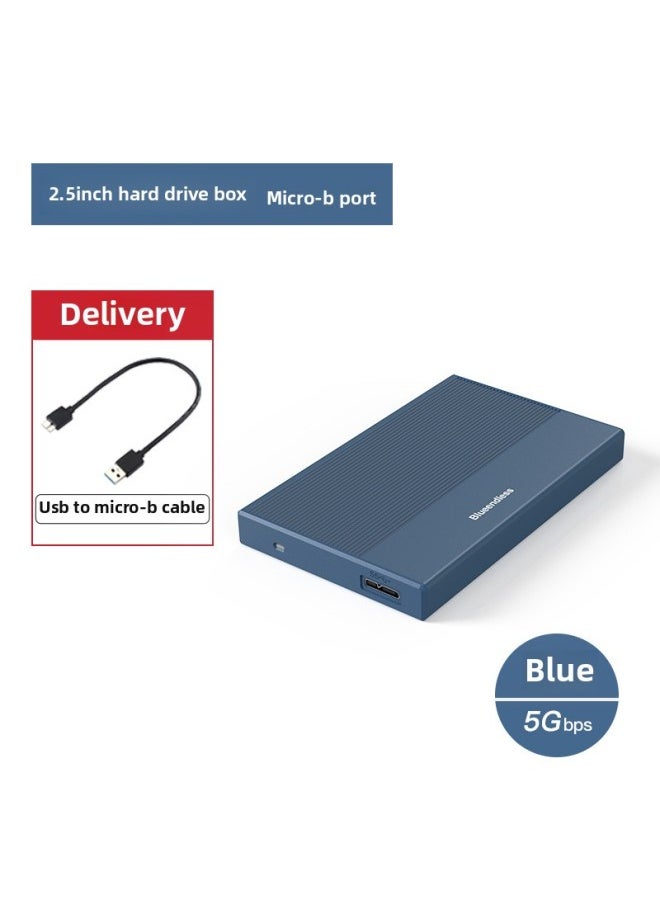 Tool-Free Metal USB3.0 External Hard Drive Enclosure 2.5 Inch SATA Interface For Notebook Portable Storage Box-Color:Aluminum Alloy Blue [MicroB Mouth]]  - Image 1