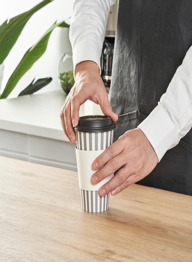 Restaurantware 16 Ounce Disposable Coffee Cups With Lids, 20 Hot Cups With Lids - Sleeves Sold Separately, Single Wall, Gray And White Stripe Paper Coffee Cups, For All Kinds Of Beverages - Image 4