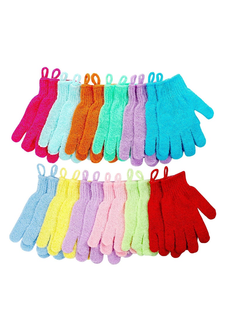 CVNDKN Shower Gloves,24 Pcs Exfoliating Bath Gloves,Body Scrub Gloves with Hanging Loop for Beauty Spa Massage Skin Shower Body Scrubber-12 Colors - Image 1