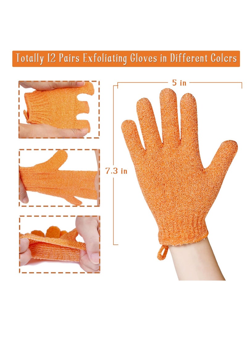 CVNDKN Shower Gloves,24 Pcs Exfoliating Bath Gloves,Body Scrub Gloves with Hanging Loop for Beauty Spa Massage Skin Shower Body Scrubber-12 Colors - Image 2