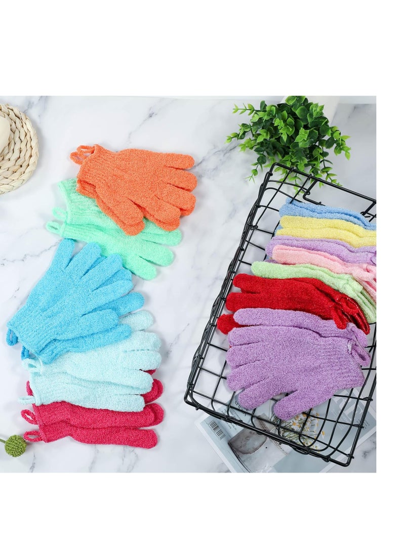 CVNDKN Shower Gloves,24 Pcs Exfoliating Bath Gloves,Body Scrub Gloves with Hanging Loop for Beauty Spa Massage Skin Shower Body Scrubber-12 Colors - Image 4