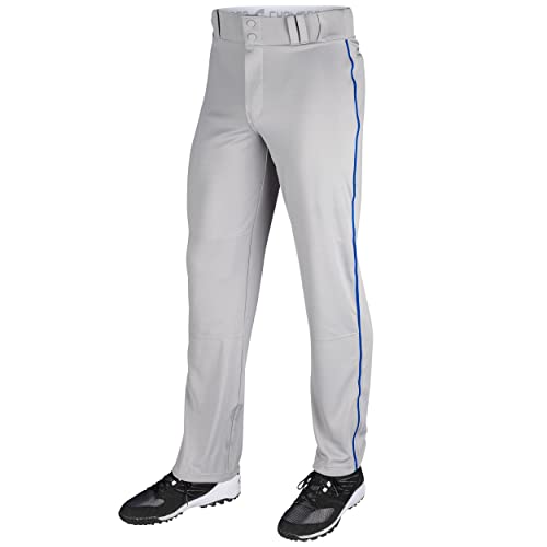 Champro Standard Triple Crown Open Bottom Adult Baseball Pants, Grey, Royal Pipe, Large - Image 1