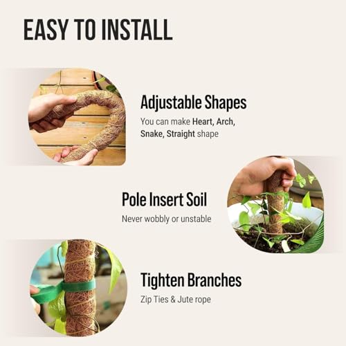 Craft911 Moss Pole Monstera Plant Support – 48” Bendable Moss Pole Monstera Plant Support, Plant Stakes for Indoor Plants, Tall Plant Sticks Support for Climbing Plants - Image 2