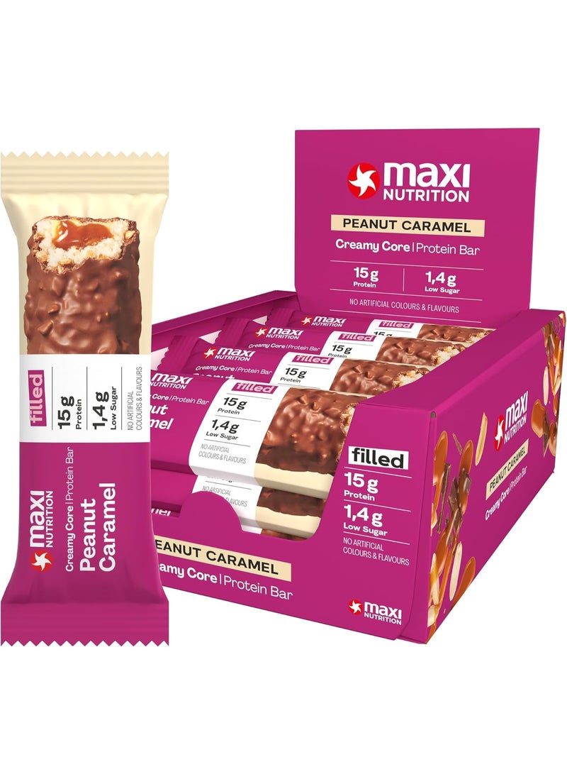Maxi Nutrition Peanut Caramel Creamy Core Protein Bar | With15G Of Protein | Fat-Free | Low In Sugar - Pack Of 12pcs x 45g Each - Image 1