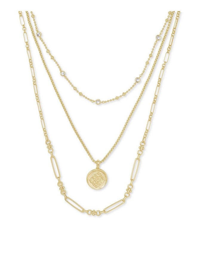 Kendra Scott Kendra Scott Medallion Triple Strand Necklace in 14k Gold-Plated Brass, Fashion Jewelry for Women, Gold - Image 1