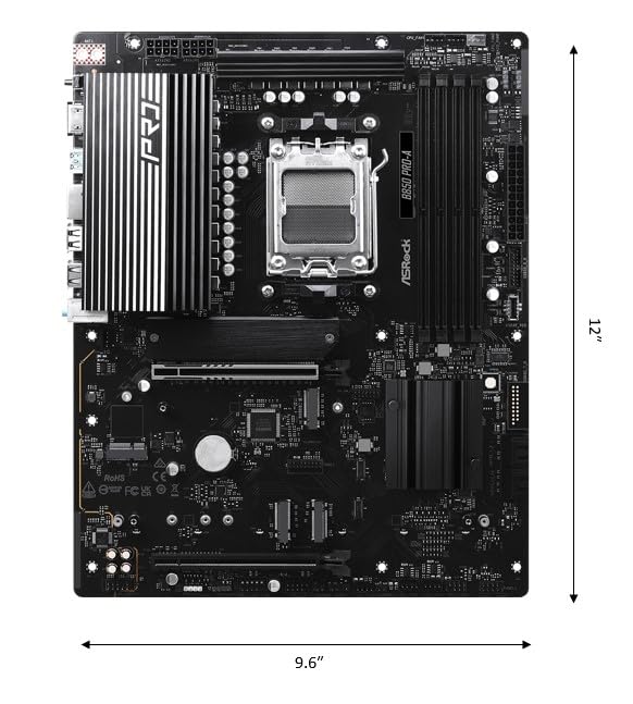 ASRock B850 Pro-A AMD AM5 ATX Motherboard, Supports AMD Ryzen 9000/8000/7000 Series Processors, DDR5 8000+ (OC), PCIe 5.0, 2.5G LAN, BIOS Flashback, 14+2+1 Power Phase - Image 2