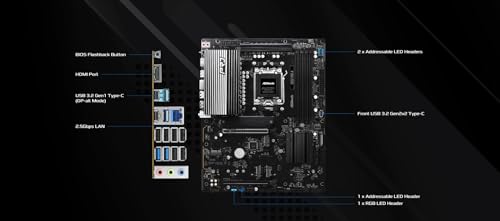 ASRock B850 Pro-A AMD AM5 ATX Motherboard, Supports AMD Ryzen 9000/8000/7000 Series Processors, DDR5 8000+ (OC), PCIe 5.0, 2.5G LAN, BIOS Flashback, 14+2+1 Power Phase - Image 3