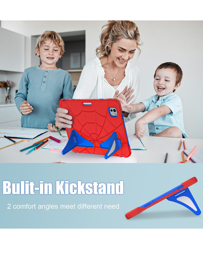 جراب على شكل عنكبوت متوافق مع جهاز iPad Pro 11 بوصة 2024 غطاء واقٍ مقاوم للصدمات مع حامل قلم وحزام كتف ومسند للأطفال - Image 2