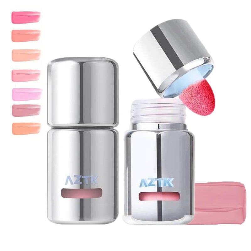 Aztk Liquid Blush, Jelly Color Liquids Blushes with Sponge Head, Matte Nude Makeup Blusher Cream, Lasting, Lightweight, All-day Moisturizing and Smooth, Self-Contained Brush, Portable Makeup (JC04) - Image 1