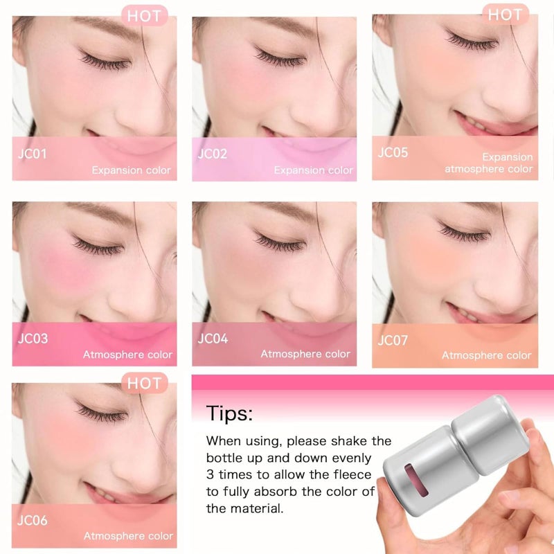 Aztk Liquid Blush, Jelly Color Liquids Blushes with Sponge Head, Matte Nude Makeup Blusher Cream, Lasting, Lightweight, All-day Moisturizing and Smooth, Self-Contained Brush, Portable Makeup (JC04) - Image 3