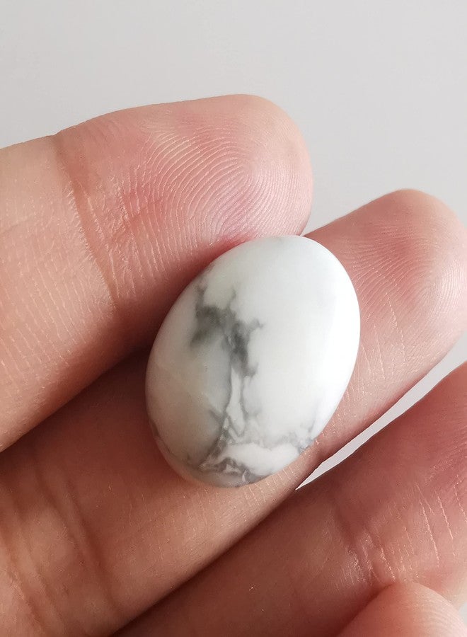 Loveliome 18x13mm Oval Cabochons Flatback Crystal Stone Gemstones Beads for Jewelry Making DIY Pack of 10, White Howlite Turquoise - Image 3