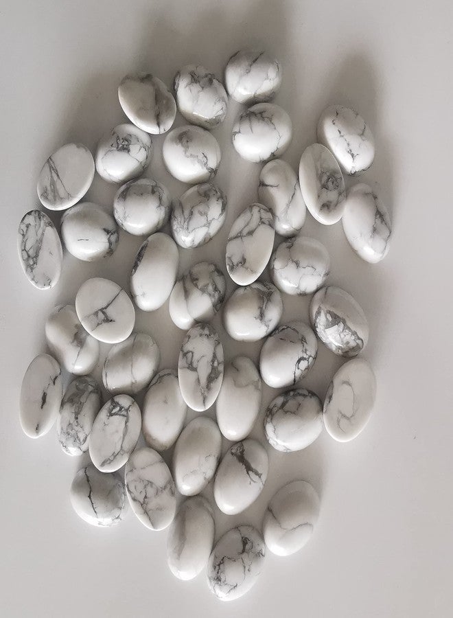 Loveliome 18x13mm Oval Cabochons Flatback Crystal Stone Gemstones Beads for Jewelry Making DIY Pack of 10, White Howlite Turquoise - Image 4