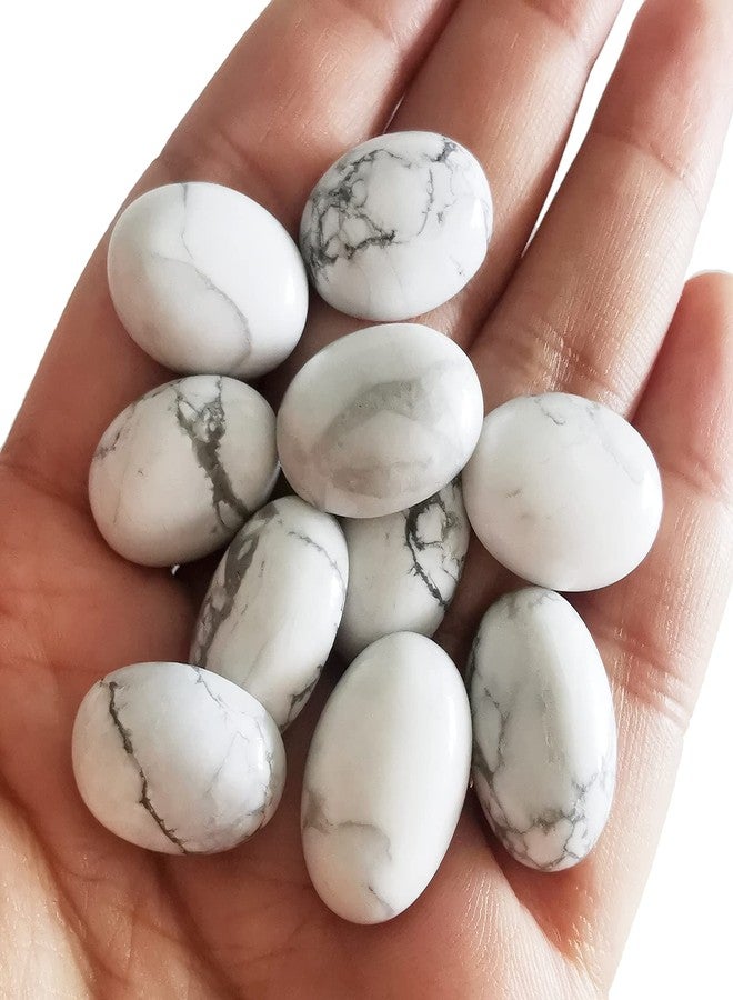Loveliome 18x13mm Oval Cabochons Flatback Crystal Stone Gemstones Beads for Jewelry Making DIY Pack of 10, White Howlite Turquoise - Image 2
