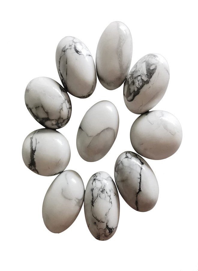 Loveliome 18x13mm Oval Cabochons Flatback Crystal Stone Gemstones Beads for Jewelry Making DIY Pack of 10, White Howlite Turquoise - Image 1