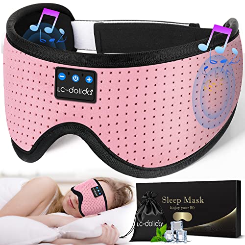 Sleep Mask with Bluetooth HeadphonesLCdolida Sleep Headphones Bluetooth Sleep Mask 3D Sleeping Headphones for Side Sleepers Best Gift and Travel Essential Classical Pink