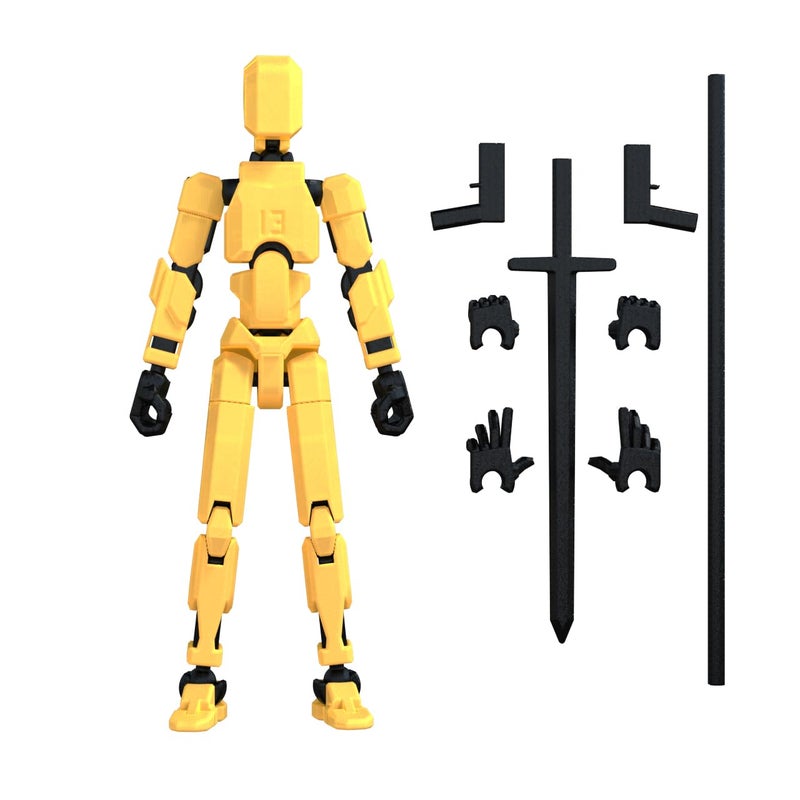 MerryXD Titan 13 Action Figure,Assembly Completed Dummy 13 Action Figure Lucky 13 Action Figure T13 Action Figure 3D Printed Multi-Jointed Movable, Nova 13 Action Figure Toy Yellow - Image 1