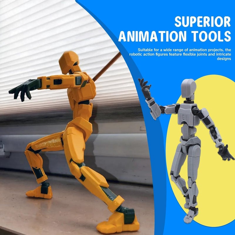 MerryXD Titan 13 Action Figure,Assembly Completed Dummy 13 Action Figure Lucky 13 Action Figure T13 Action Figure 3D Printed Multi-Jointed Movable, Nova 13 Action Figure Toy Yellow - Image 5