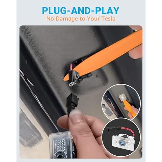 YOUWE7 أضواء باب السيارة، أضواء شعار الإسقاط لسيارات Tesla موديل Y، موديل 3، موديل XS، دمج UltraBrights، أضواء ترحيبية، أضواء باب LED لا تتلاشى أبدًا مع كابل تمديد، عبوة من 4 قطع - Image 5