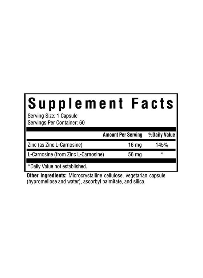 Seeking Health - Zinc Carnosine, 16 mg Zinc L-Carnosine, Supports Healthy Immune System and Digestive Health, Antioxidant, Vegetarian and Vegan (60 Capsules)* - Image 1