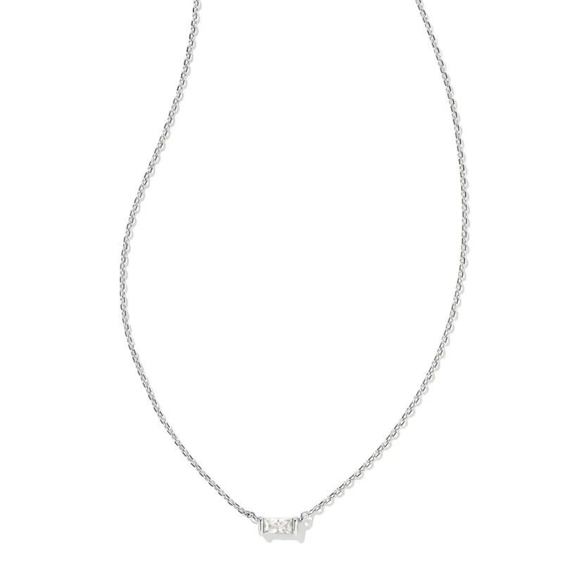 Kendra Scott Juliette Silver-Plated Brass Necklace in White Crystal, Fashion Jewelry For Women - Image 1