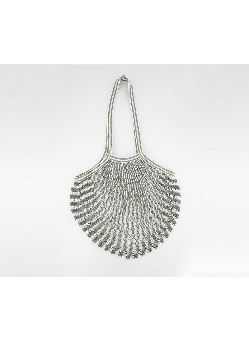 Tchibo - Women Fishnet Shopper Bags 39 x 28 x 2 cm, Green and White - Image 1