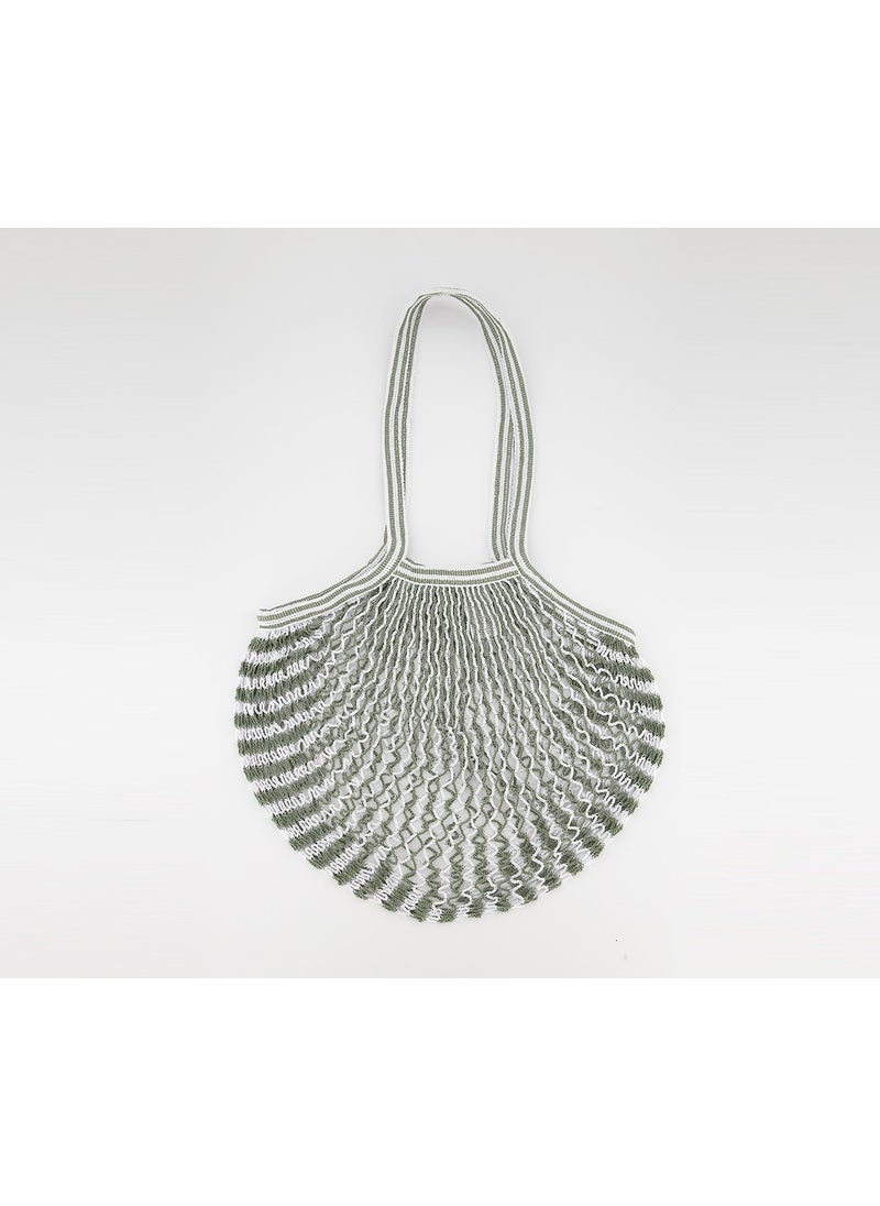 Tchibo - Women Fishnet Shopper Bags 39 x 28 x 2 cm, Green and White - Image 1
