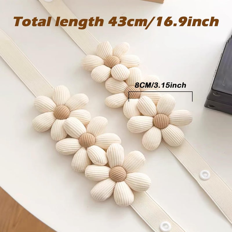 SRG Sunflower Curtain Tiebacks-2 Pack | Daisy Curtain Holdbacks Three Flower | Curtain Tiebacks Boho | Japanese Curtain Ties | Cute Flower Curtain Ties Decorative for Bedroom Window Treatment ï¼ˆCreamï¼‰ - Image 5