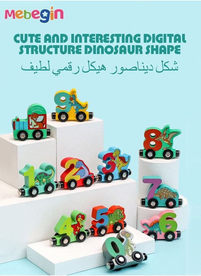 MEBEGIN Magnetic Wooden Number Train Sets, Dinosaur Train Set, Montessori Toys, Learning Educational Toys, Colorful Sensory Toys, Parent-Child Game for Child's Hand-eye Coordination and Pre-school Learning, Ideal Gift for Toddlers  - Image 4