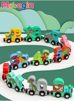 MEBEGIN Magnetic Wooden Number Train Sets, Dinosaur Train Set, Montessori Toys, Learning Educational Toys, Colorful Sensory Toys, Parent-Child Game for Child's Hand-eye Coordination and Pre-school Learning, Ideal Gift for Toddlers  - Image 1