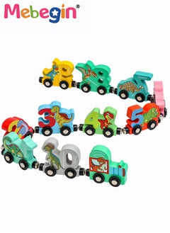 MEBEGIN Magnetic Wooden Number Train Sets, Dinosaur Train Set, Montessori Toys, Learning Educational Toys, Colorful Sensory Toys, Parent-Child Game for Child's Hand-eye Coordination and Pre-school Learning, Ideal Gift for Toddlers  - Image 2