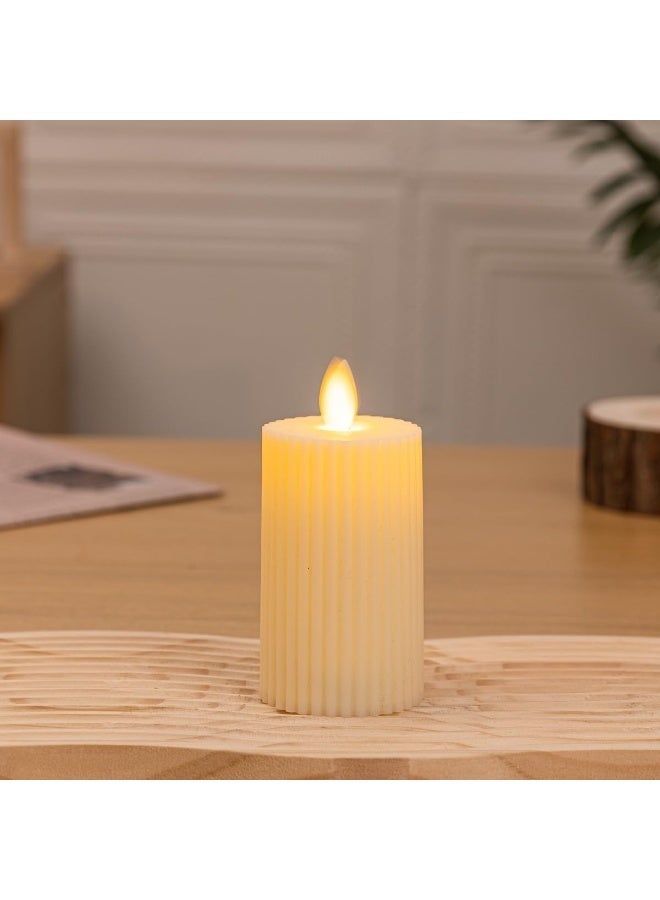 Flameless LED Pillar Candles Set, Battery Operated Flickering Fake Candle Lights for Home Decor (White, 7/9/11 cm, 3-Pack) - Image 2