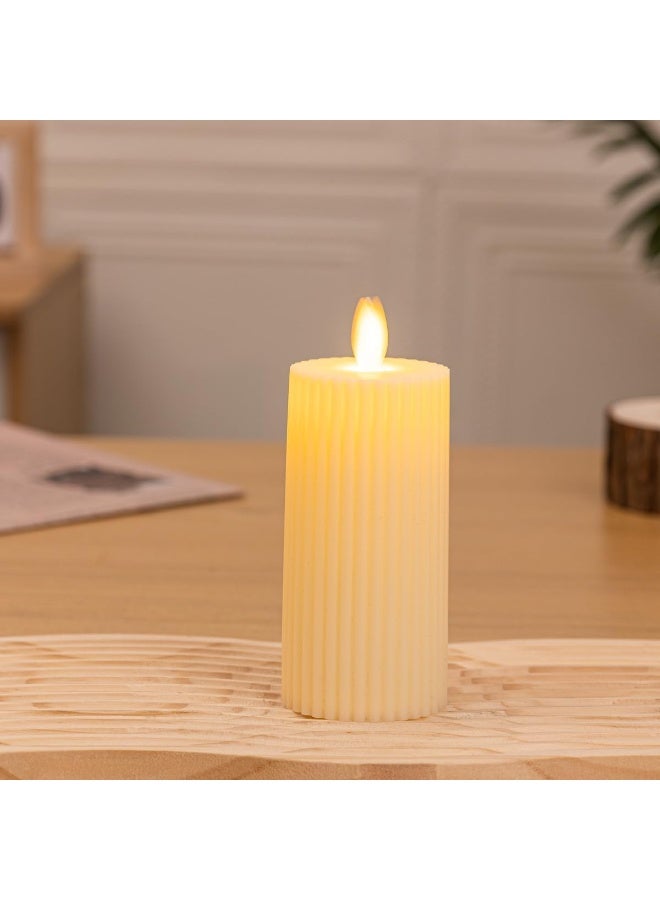 Flameless LED Pillar Candles Set, Battery Operated Flickering Fake Candle Lights for Home Decor (White, 7/9/11 cm, 3-Pack) - Image 3