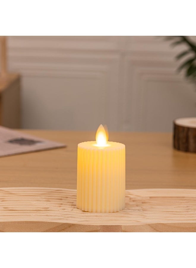 Flameless LED Pillar Candles Set, Battery Operated Flickering Fake Candle Lights for Home Decor (White, 7/9/11 cm, 3-Pack) - Image 4