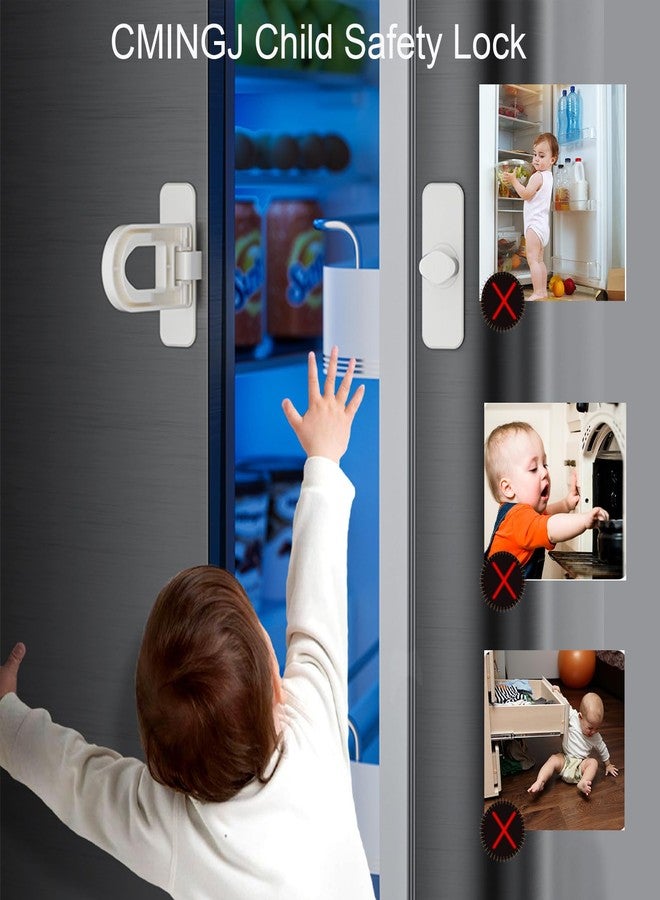 CMINGJ（2 pack） Child Safety Lock for Baby, Child proof Refrigerator Lock, for Fridge, Cabinets, Drawers, Dishwasher, Toilet and Child Safety Cabinet Lock, for Child,Kids and Toddlers, White - Image 2