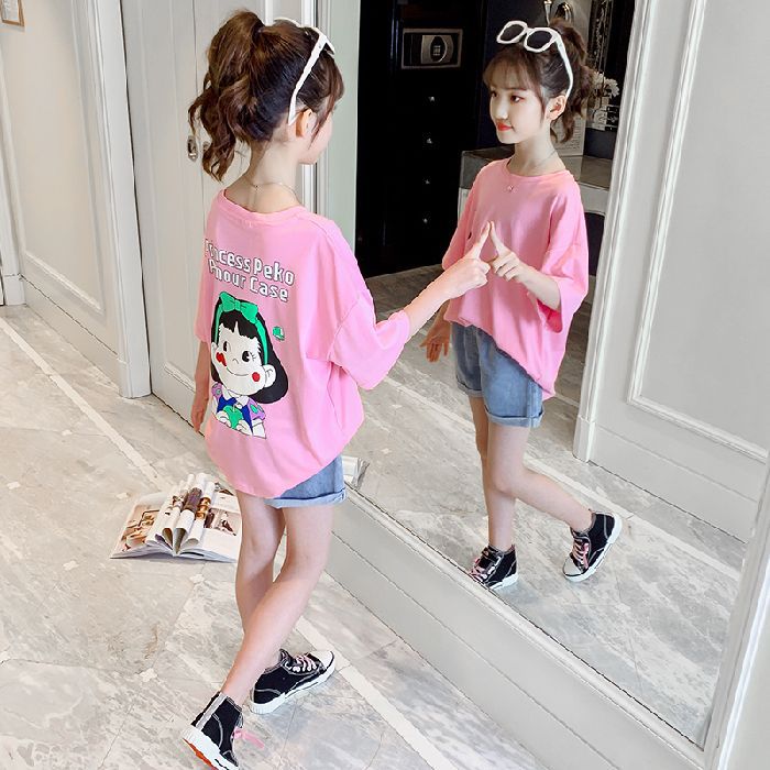 2026 Korean Style Short-Sleeved T-Shirt For Baby Girls, 100% Pure Cotton, Fashionable, Loose, Stylish And Versatile Short-Sleeved T-Shirt - Image 1