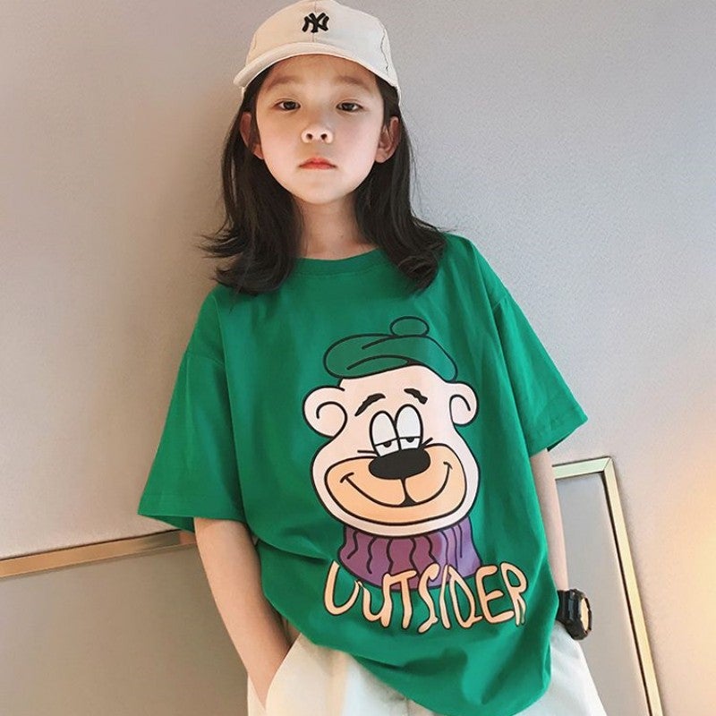 2026 Korean Style Short-Sleeved T-Shirt For Baby Girls, 100% Pure Cotton, Fashionable, Loose, Stylish And Versatile Short-Sleeved T-Shirt - Image 2