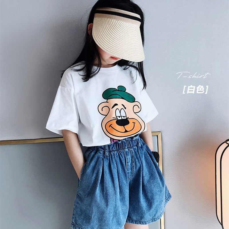 2026 Korean Style Short-Sleeved T-Shirt For Baby Girls, 100% Pure Cotton, Fashionable, Loose, Stylish And Versatile Short-Sleeved T-Shirt - Image 4