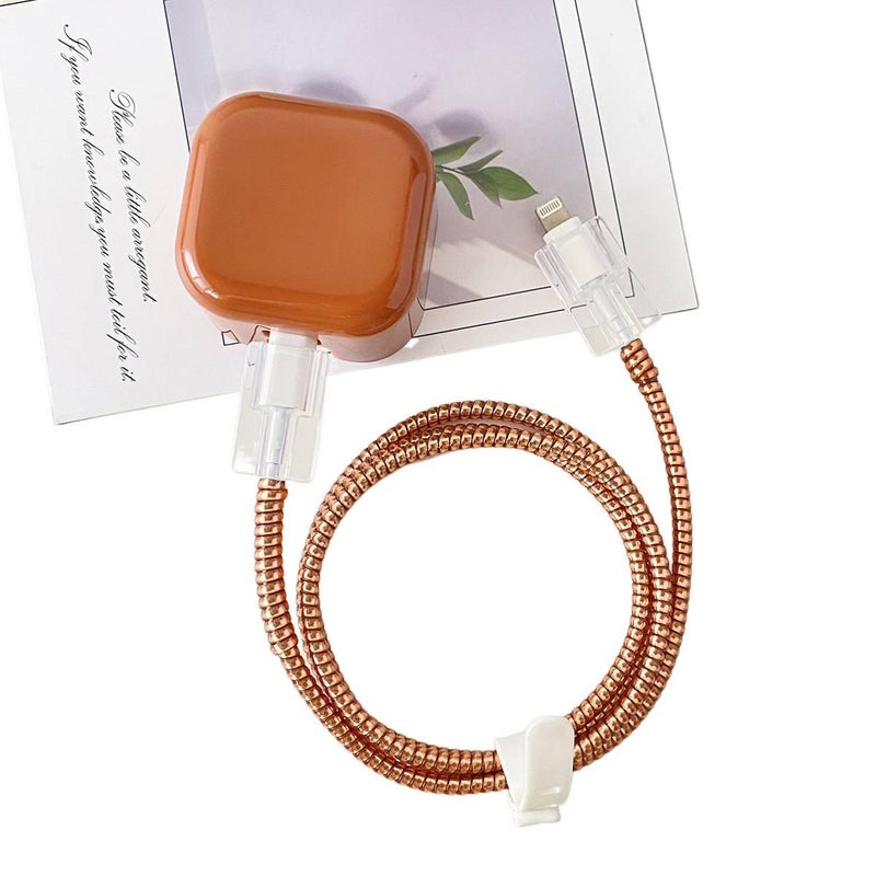 20W Charger Head and Cable End Protector Set with Clear Shell in White with Decorative Design Anti Bend Protection and Daily Cable Care - NADI - Image 1