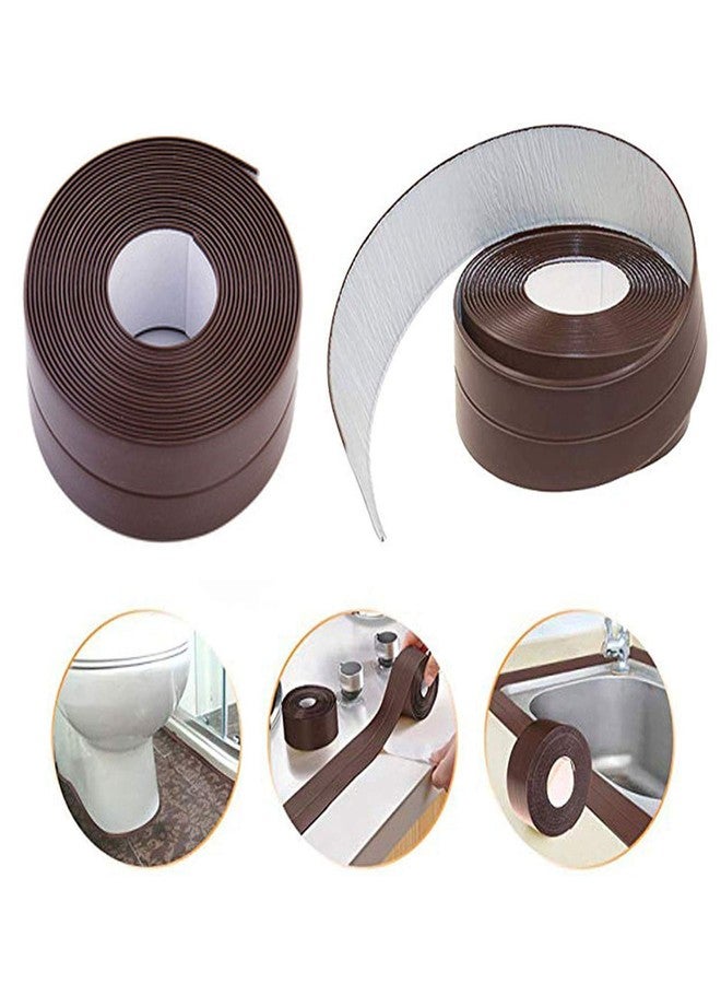 Tazanma 2 Pack Caulk Strip Sealing Strip PE Self Adhesive Waterproof Tape for Bathtub Bathroom Shower Toilet Kitchen and Wall Sealing 11 Ft Length (Brown Tape) - Image 1